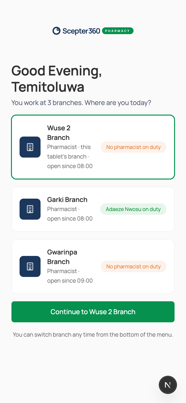 Phone: choosing your branch