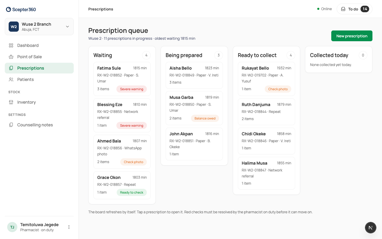 The prescription queue