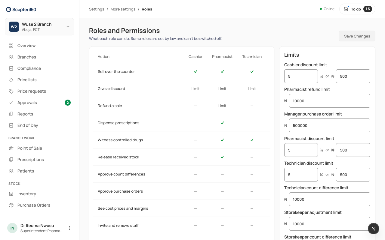 Roles and limits